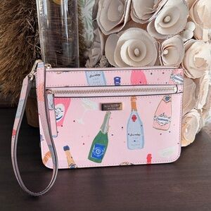 Kate Spade Champagne Bottle Wristlet Pink and Blue